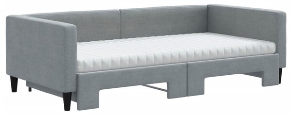 Válenda s přistýlkou a matracemi světle šedá 100x200 cm textil 3196601