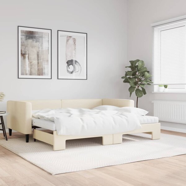 Válenda s přistýlkou a matracemi krémová 90 x 200 cm textil 3196600