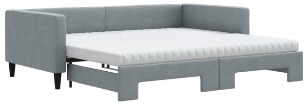 Válenda s přistýlkou a matracemi světle šedá 100x200 cm textil 3196601