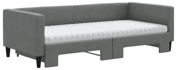 Válenda s přistýlkou a matracemi tmavě šedá 90 x 190 cm textil 3196607