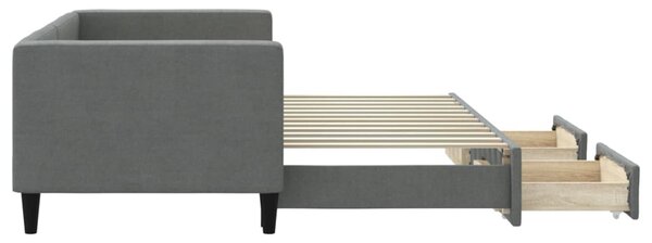 Válenda s přistýlkou a zásuvkami tmavě šedá 80 x 200 cm textil 3196610