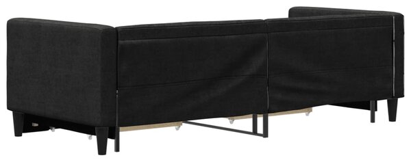 Válenda s přistýlkou a zásuvkami černá 80 x 200 cm textil 3196611