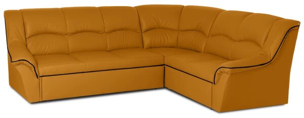 Kožená rohová sedací souprava DUBAJ LUX XL II, pravá, hořčicová (K-99)_černá (K-70)