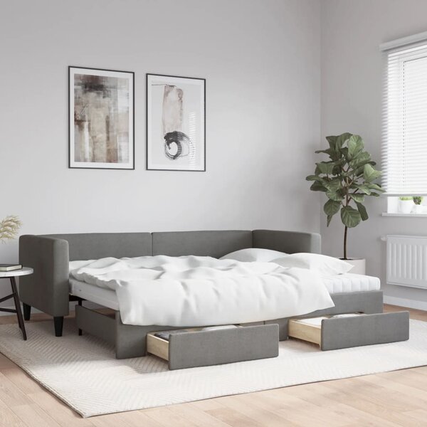 Válenda s přistýlkou a zásuvkami tmavě šedá 80 x 200 cm textil 3196610