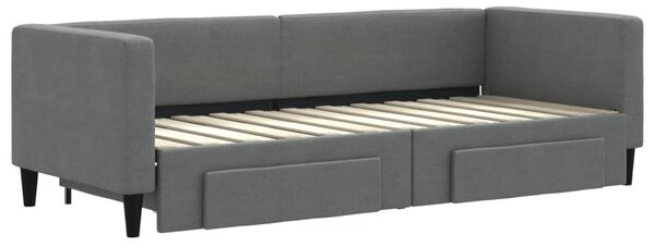 Válenda s přistýlkou a zásuvkami tmavě šedá 80 x 200 cm textil 3196610