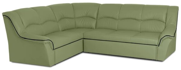 Kožená rohová sedací souprava DUBAJ LUX XL II, levá, pistáciová (K-57)_černá (K-70)