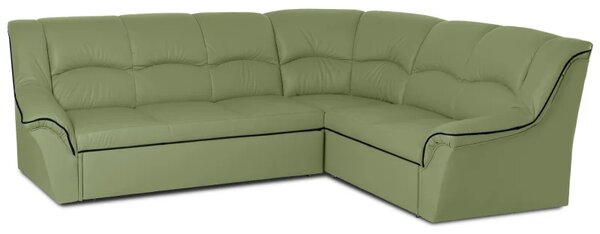 Kožená rohová sedací souprava DUBAJ LUX XL II, pravá, pistáciová (K-57)_černá (K-70)