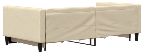 Válenda s přistýlkou a zásuvkami krémová 100 x 200 cm textil 3196623