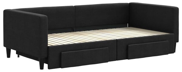 Válenda s přistýlkou a zásuvkami černá 100 x 200 cm textil 3196621