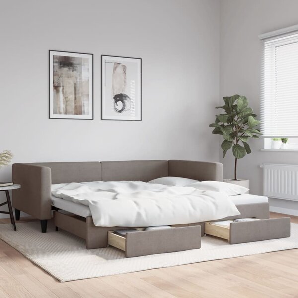 Válenda s přistýlkou a zásuvkami taupe 100 x 200 cm textil 3196622