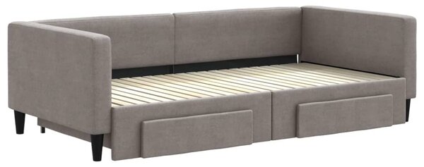 Válenda s přistýlkou a zásuvkami taupe 100 x 200 cm textil 3196622