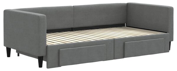 Válenda s přistýlkou a zásuvkami tmavě šedá 90 x 190 cm textil 3196625