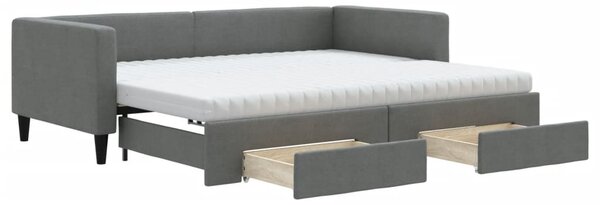 Válenda s přistýlkou a zásuvkami tmavě šedá 90 x 190 cm textil 3196643