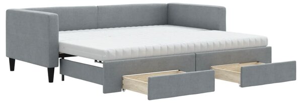 Válenda s přistýlkou a zásuvkami světle šedá 90 x 200 cm textil 3196632