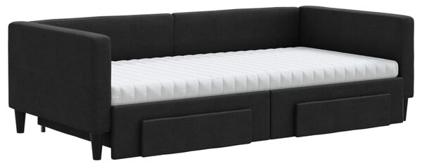 Válenda s přistýlkou a zásuvkami černá 100 x 200 cm textil 3196639
