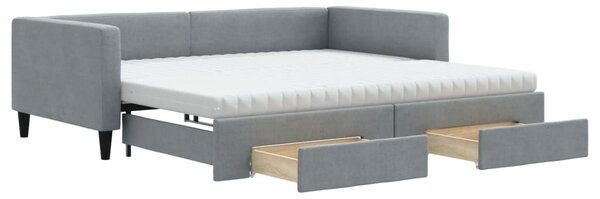 Válenda s přistýlkou a zásuvkami světle šedá 100x200 cm textil 3196637