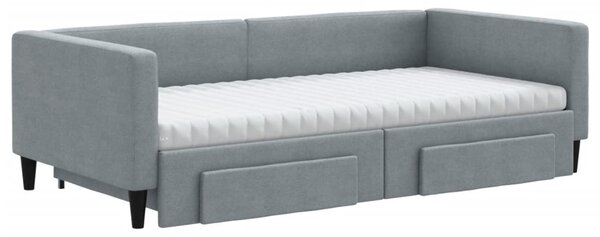 Válenda s přistýlkou a zásuvkami světle šedá 100x200 cm textil 3196637