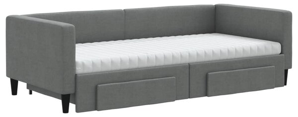 Válenda s přistýlkou a zásuvkami tmavě šedá 90 x 190 cm textil 3196643