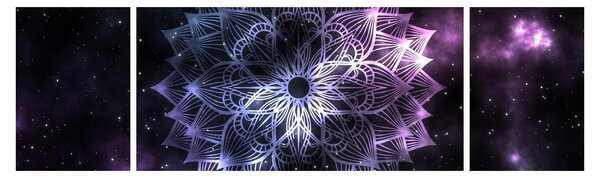 Obraz - Lotusová mandala ve vesmíru (170x50 cm)