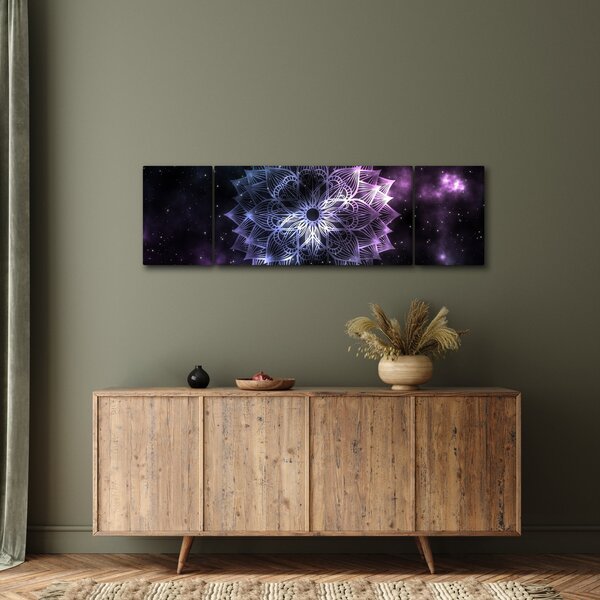 Obraz - Lotusová mandala ve vesmíru (170x50 cm)