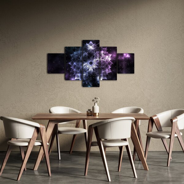 Obraz - Lotusová mandala ve vesmíru (125x70 cm)