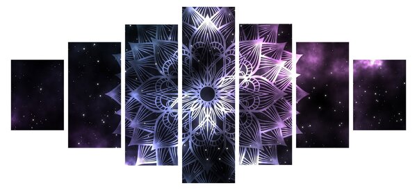 Obraz - Lotusová mandala ve vesmíru (210x100 cm)