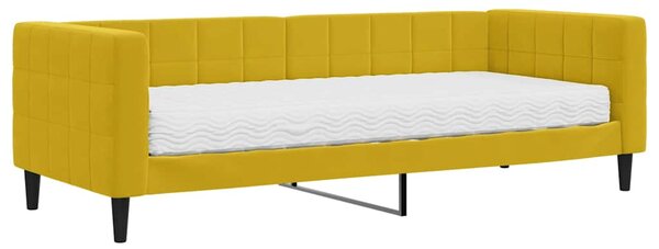 Válenda s matrací žlutá 80 x 200 cm samet 3196665