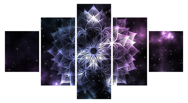 Obraz - Lotusová mandala ve vesmíru (125x70 cm)