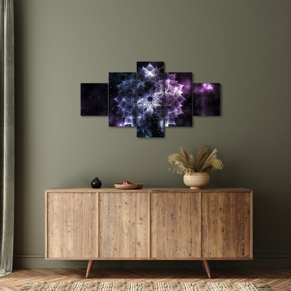 Obraz - Lotusová mandala ve vesmíru (125x70 cm)