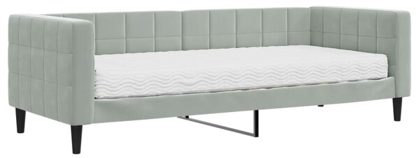 Válenda s matrací světle šedá 80 x 200 cm samet 3196660