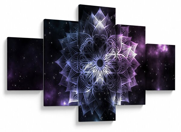 Obraz - Lotusová mandala ve vesmíru (125x70 cm)