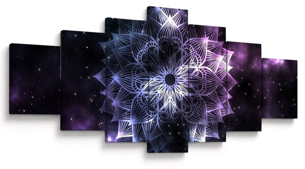Obraz - Lotusová mandala ve vesmíru (210x100 cm)