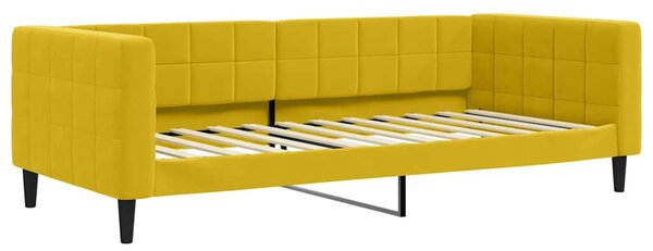 Válenda s matrací žlutá 90 x 200 cm samet 3196672