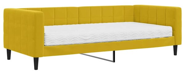 Válenda s matrací žlutá 90 x 200 cm samet 3196672