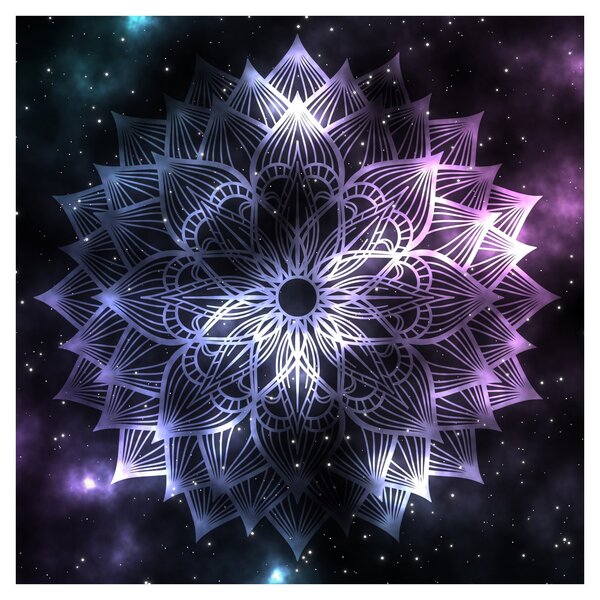 Obraz - Lotusová mandala ve vesmíru (30x30 cm)