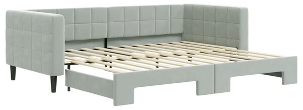 Válenda s přistýlkou světle šedá 90 x 200 cm samet 3196691