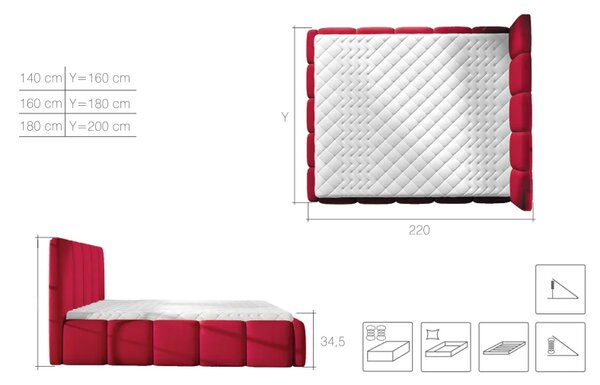 Designová čalouněná postel MIRA, 200x160, růžová (matt velvet 63/pouze rám postele/beg_07_co_1.6)