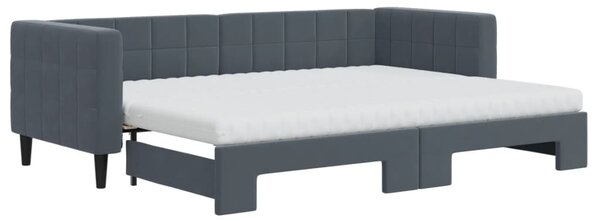 Válenda s přistýlkou a matracemi tmavě šedá 80 x 200 cm samet 3196709