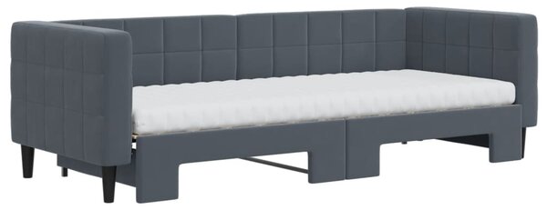 Válenda s přistýlkou a matracemi tmavě šedá 80 x 200 cm samet 3196709