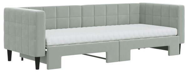 Válenda s přistýlkou a matracemi světle šedá 80 x 200 cm samet 3196708
