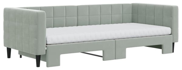 Válenda s přistýlkou a matracemi světle šedá 90 x 200 cm samet 3196715