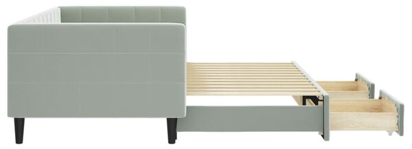 Válenda s přistýlkou a zásuvkami světle šedá 90 x 200 cm samet 3196739