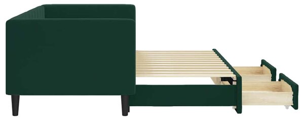 Válenda s přistýlkou a zásuvkami tmavě zelená 80 x 200 cm samet 3196734