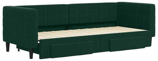 Válenda s přistýlkou a zásuvkami tmavě zelená 80 x 200 cm samet 3196734