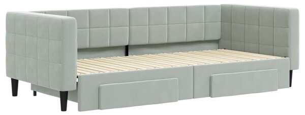 Válenda s přistýlkou a zásuvkami světle šedá 90 x 200 cm samet 3196739