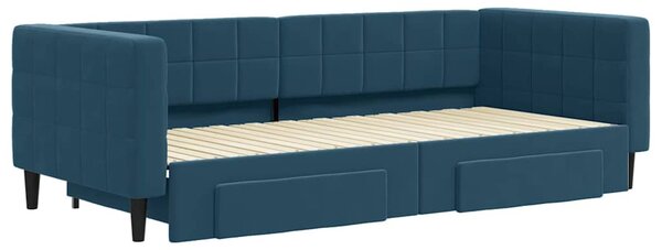 Válenda s přistýlkou a zásuvkami modrá 90 x 200 cm samet 3196738