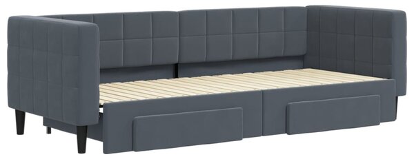 Válenda s přistýlkou a zásuvkami tmavě šedá 80 x 200 cm samet 3196733
