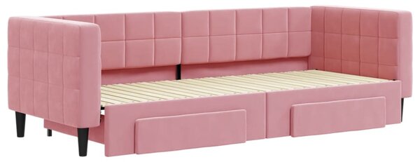 Válenda s přistýlkou a zásuvkami růžová 80 x 200 cm samet 3196735