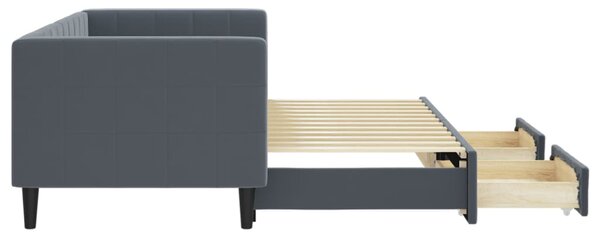 Válenda s přistýlkou a zásuvkami tmavě šedá 80 x 200 cm samet 3196733