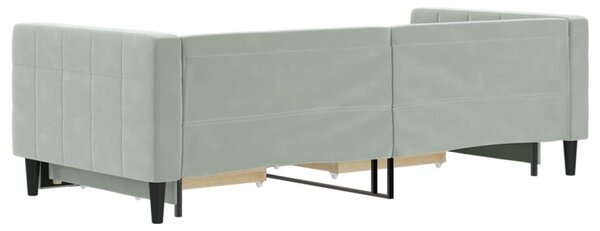 Válenda s přistýlkou a zásuvkami světle šedá 90 x 200 cm samet 3196739